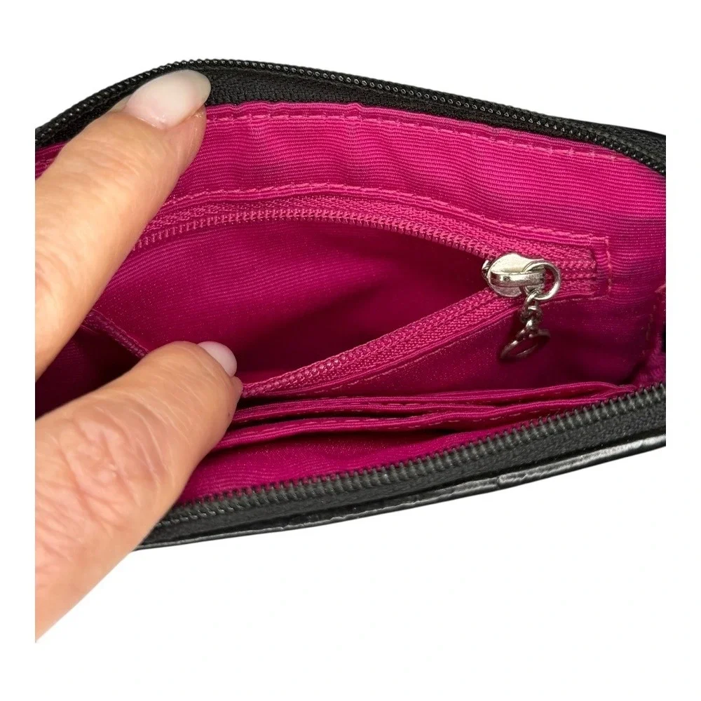 Coach Signature Plaid Wristlet Zip Wallet Pouch | Subtle Shimmer | Pink Interior - Picture 7 of 8